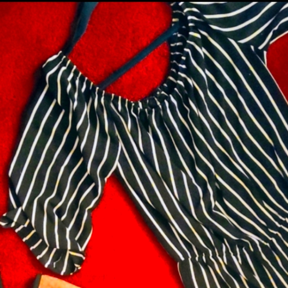 Black and white striped romper